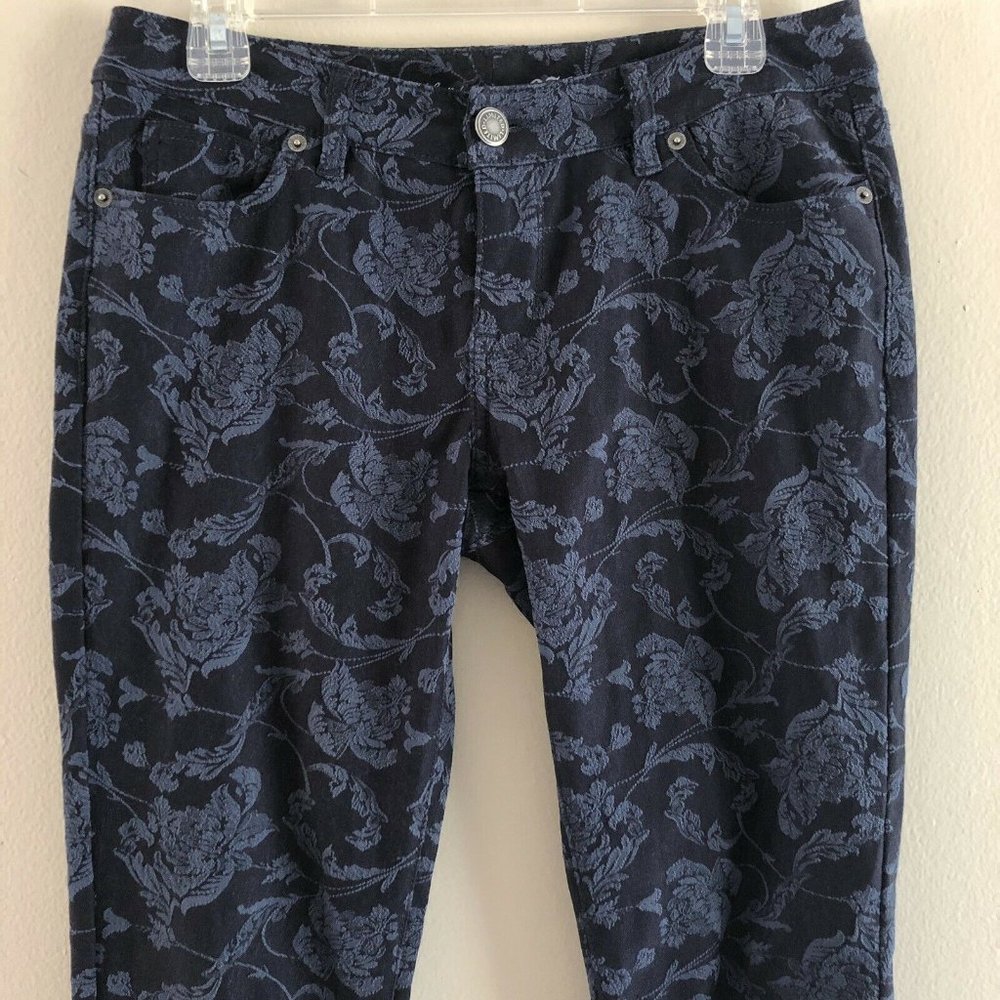 THE LIMITED 678 Navy Floral Jacquard Skinny Jeans - Picture 9 of 10